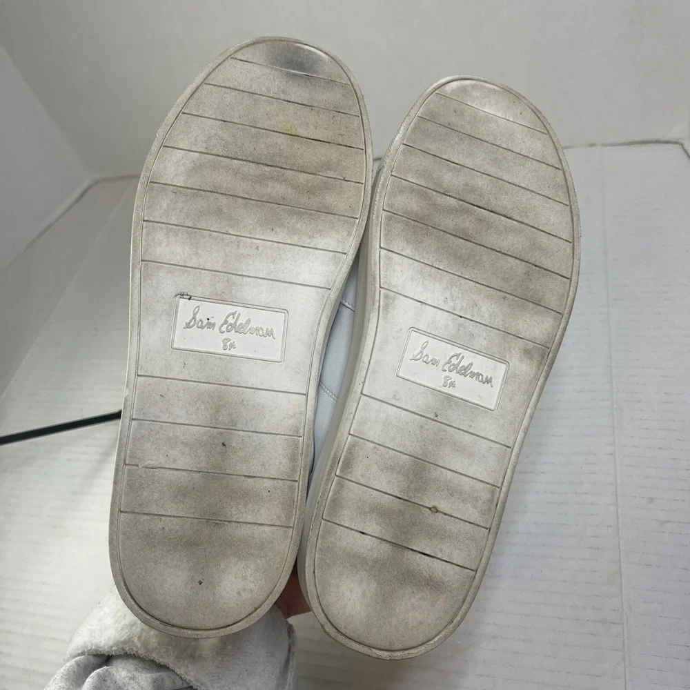 Sam Edelman Women's Edie Sneakers Shoes Low Top White Leather Lace Up Size 8.5